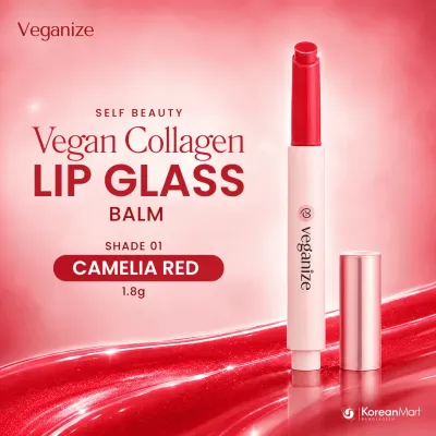 Self Beauty Veganize Collagen Lip Glass Balm (Shade 01 Camelia Red) - 1.8g